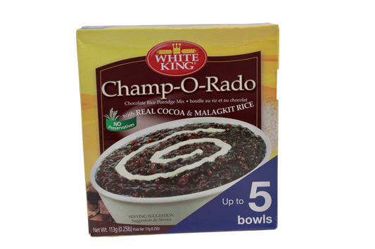 White King Champ-O-Rado (Chocolate Rice Porridge Mix with Real Cocoa and Malagkit Rice) 113g