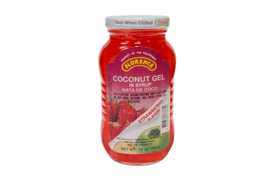 Florence Coconut Gel In Syrup Nata De Coco (Strawberry Flavor) 340g