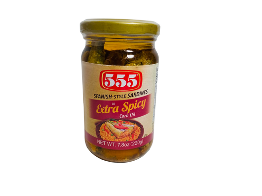 555 Spanish Style Sardines In Extra Spicy Corn Oil 220g