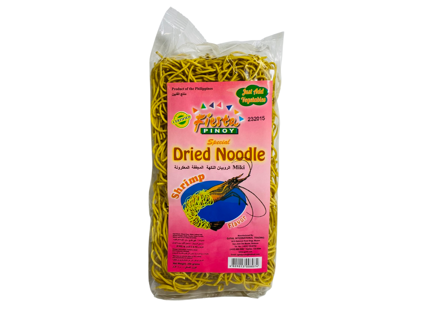 Fiesta Pinoy Miki Dried Noodle Shrimp Flavor 250g