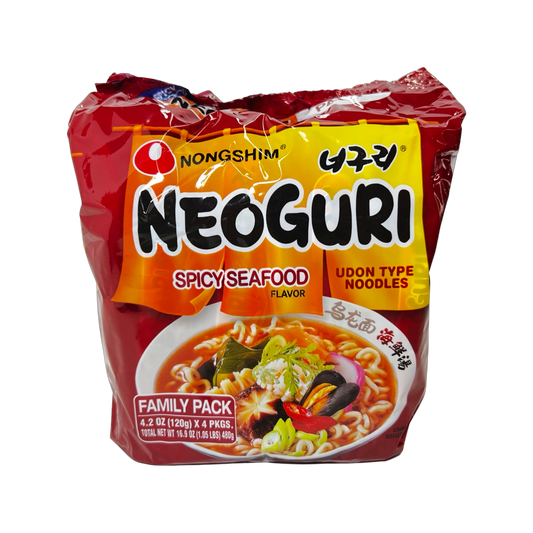 Nongshim Neoguri Spicy Seafood Flavor Udon Type Noodles Family Pack 4x120g