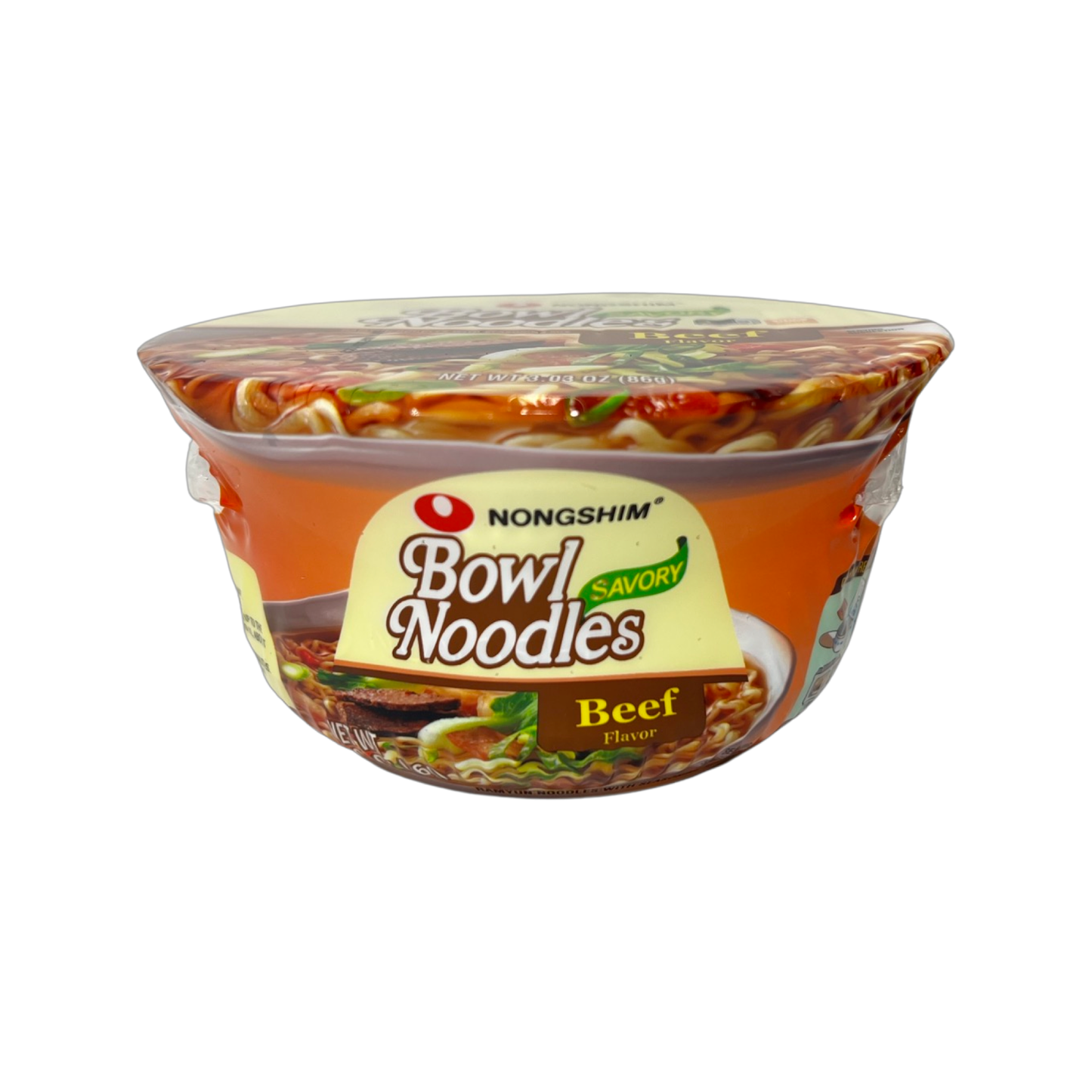 Nongshim Bowl Noodles Savory Beef Flavor Ramyun Noodles with Seasoning Mix 86g