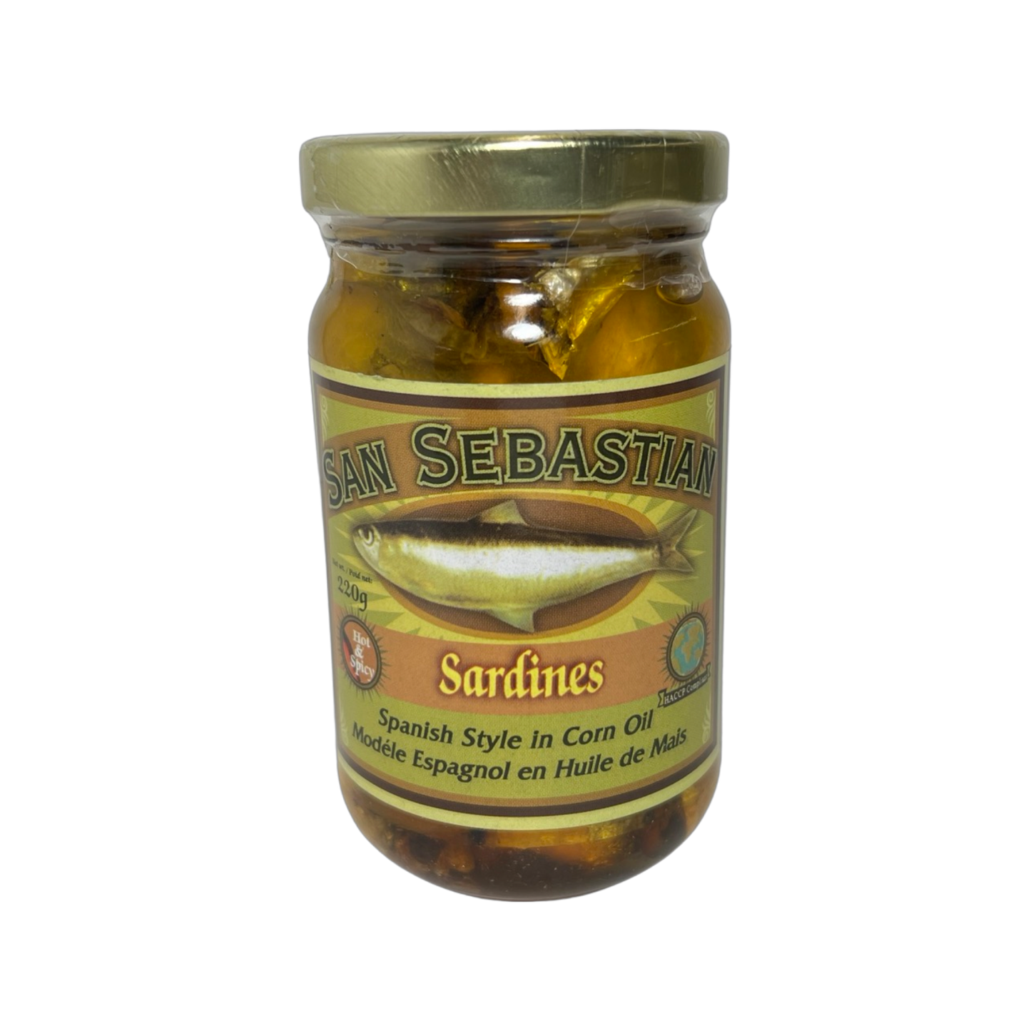 San Sebastian Sardines Spanish Style in Corn Oil Hot and Spicy 220g