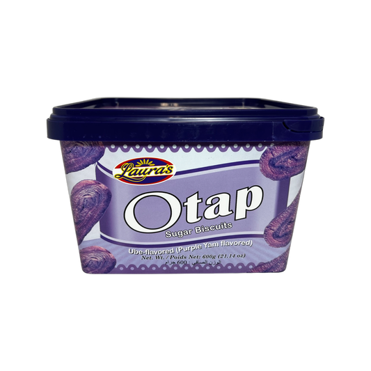 Laura’s Otap Sugar Biscuits Ube Flavored (Purple Yam Flavored) tub 600g