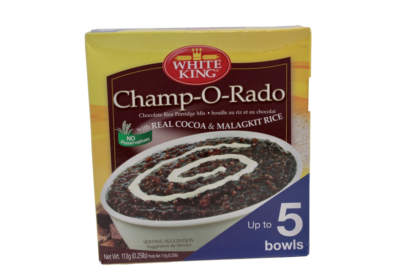 White King Champ-O-Rado (Chocolate Rice Porridge Mix with Real Cocoa and Malagkit Rice) 113g